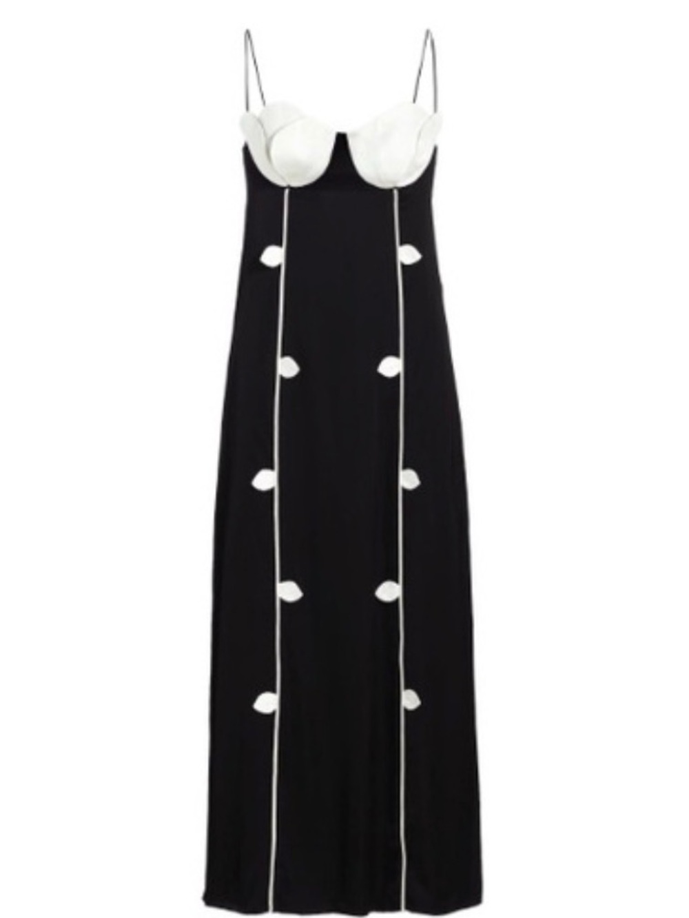Farm Rio Black and White Rose detailed sleeveless maxi dress (silky) NWT sz L - Picture 3 of 3